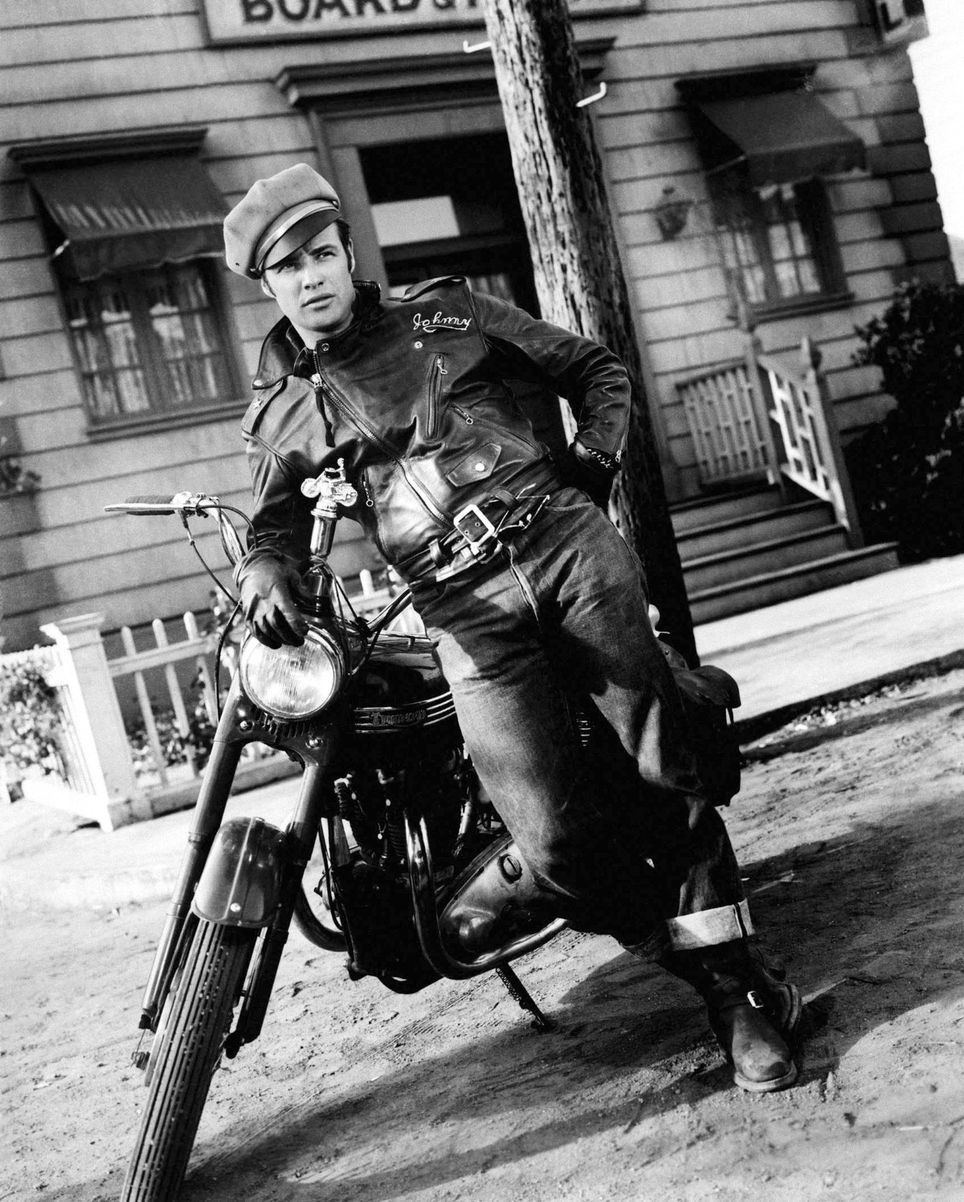 Marlon Brando next to his Triump, in The Wild One